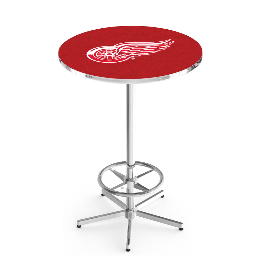 L216 Detroit Red Wings 42' Tall - 36' Top Pub Table w/ Chrome Finish (5899). Picture 1