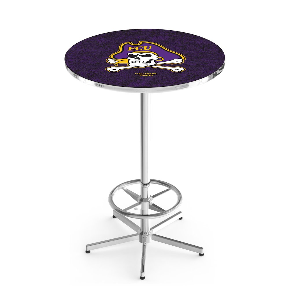 L216 East Carolina University 42' Tall - 36' Top Pub Table w/ Chrome Finish. Picture 1