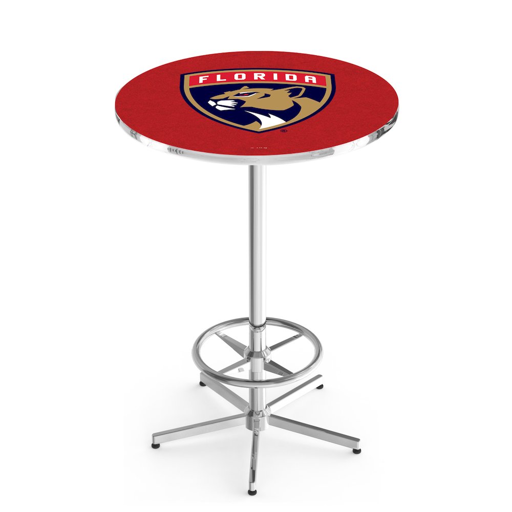 L216 Florida Panthers 42' Tall - 36' Top Pub Table w/ Chrome Finish (5967). Picture 1