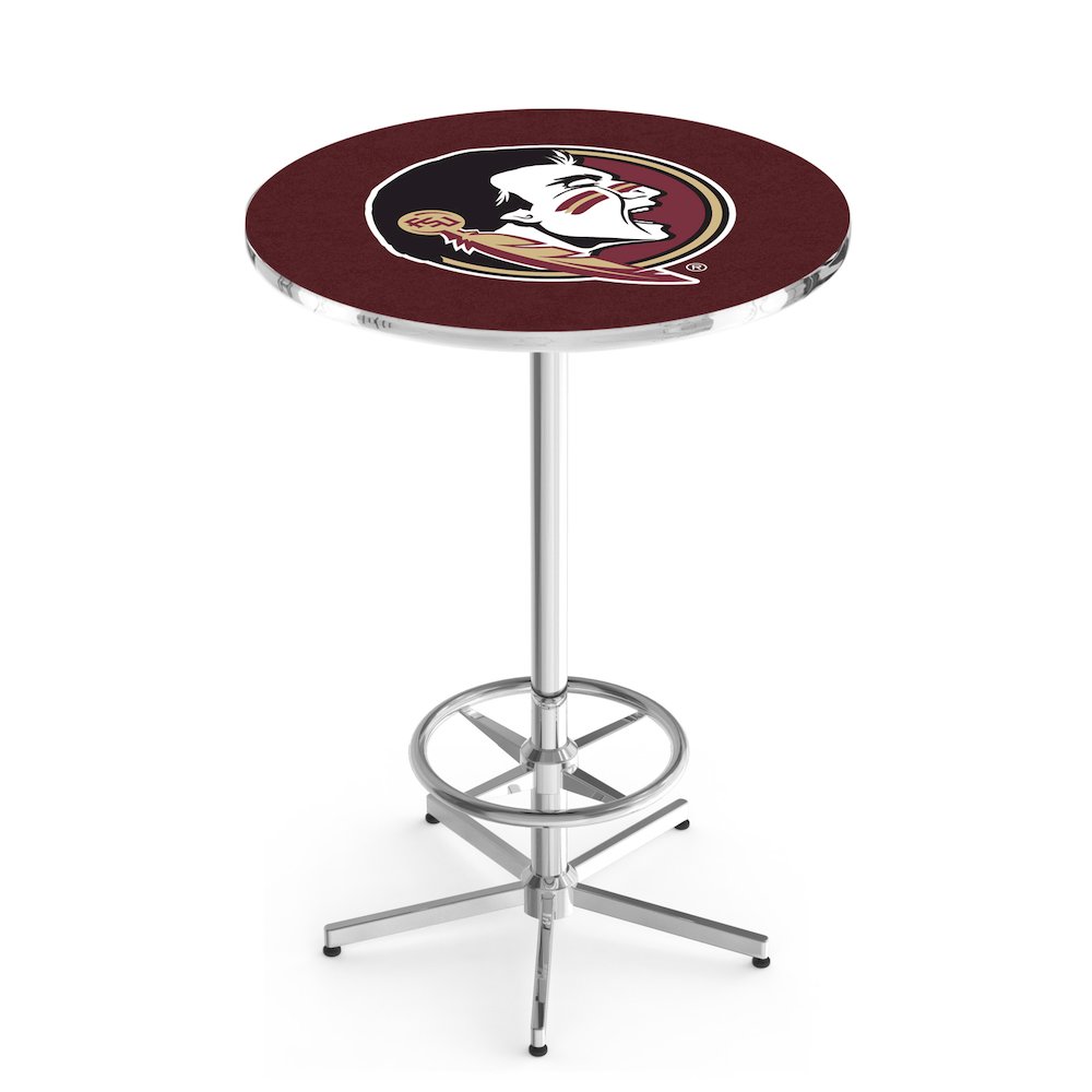 L216 Florida State (Head) 42" Tall - 36" Top Pub Table with Chrome Finish. Picture 1