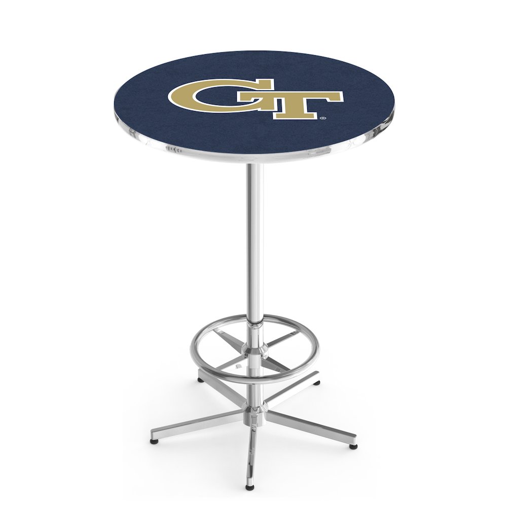 L216 Georgia Tech 42' Tall - 36' Top Pub Table w/ Chrome Finish. Picture 1