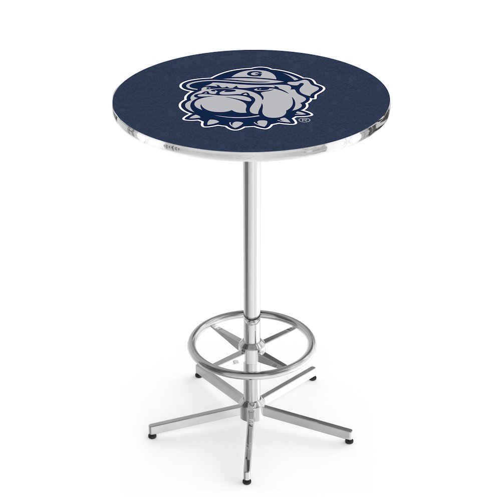 L216 Georgetown University 42' Tall - 36' Top Pub Table w/ Chrome Finish. Picture 1