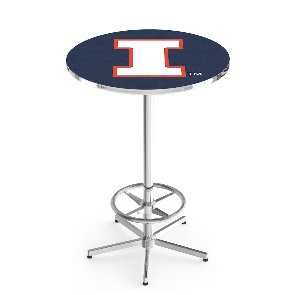 L216 University of Illinois 42" Tall - 36" Top Pub Table with Chrome Finish. Picture 1