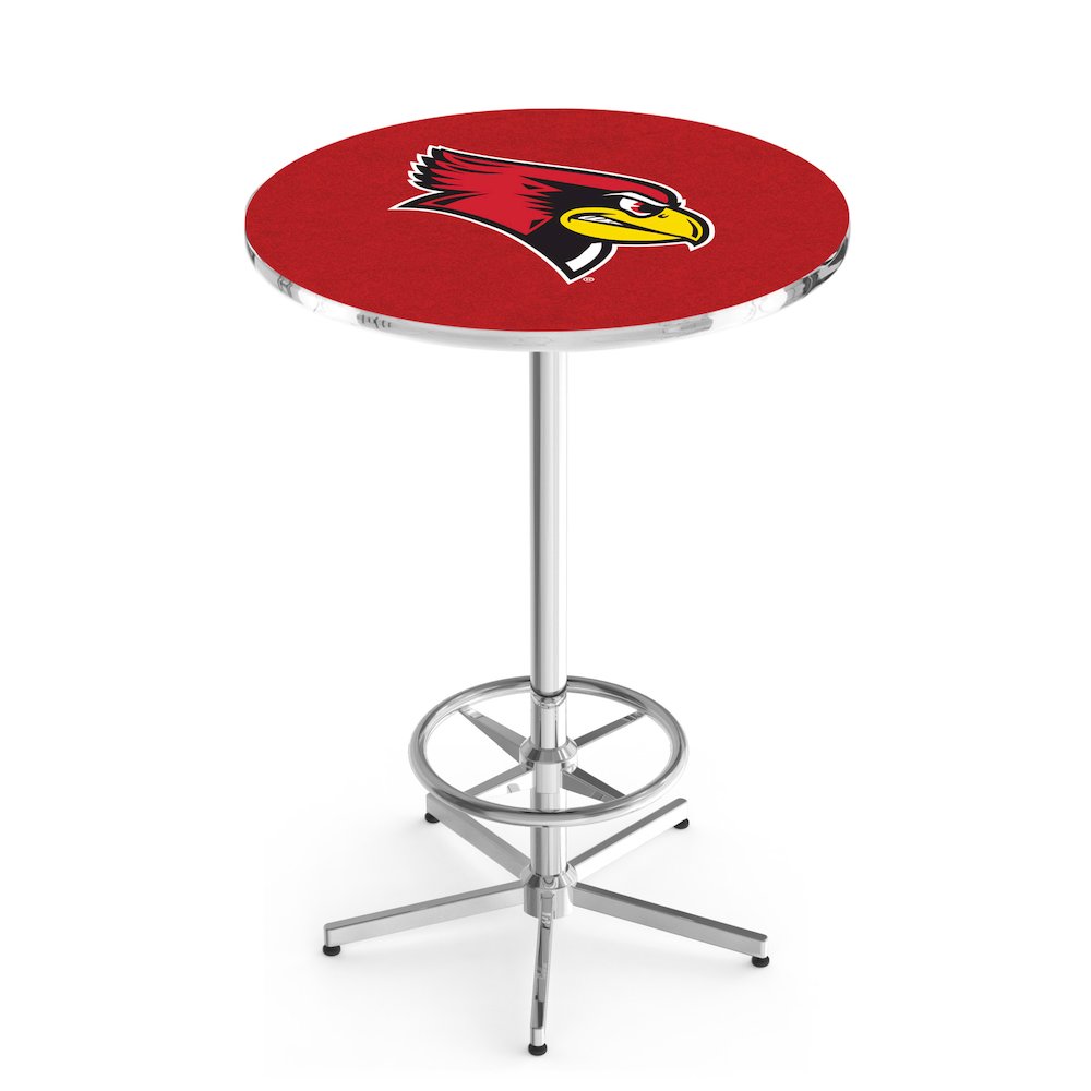 L216 Illinois State University 42' Tall - 36' Top Pub Table w/ Chrome Finish. Picture 1