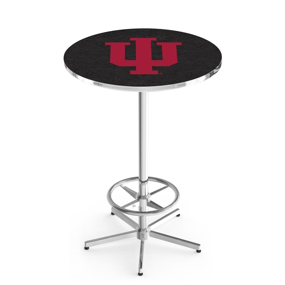 L216 Indiana University 42" Tall - 36" Top Pub Table with Chrome Finish. Picture 1