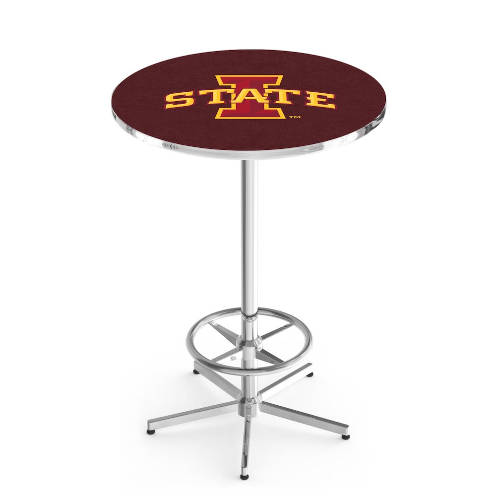L216 Iowa State University 42' Tall - 36' Top Pub Table w/ Chrome Finish. Picture 1