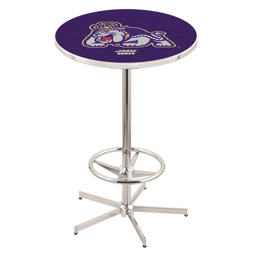 L216 James Madison University 42' Tall - 36' Top Pub Table w/ Chrome Finish. Picture 1