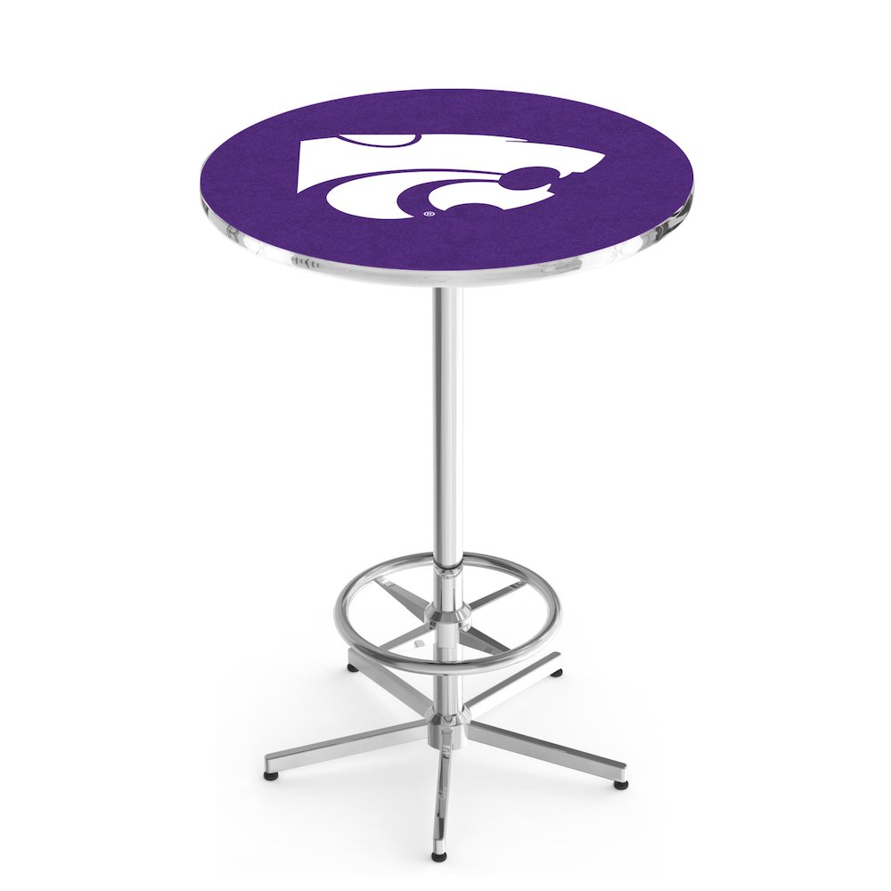 L216 Kansas State University 42' Tall - 36' Top Pub Table w/ Chrome Finish. Picture 1