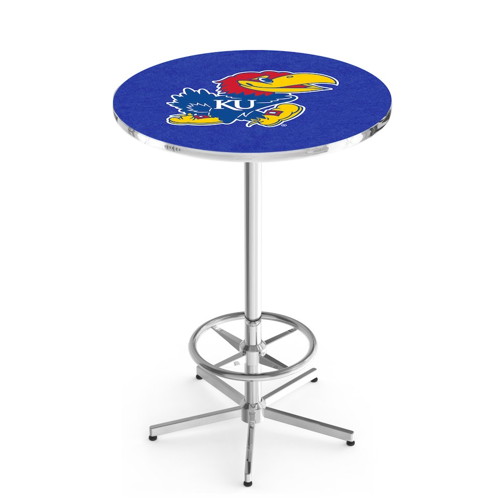 L216 University of Kansas 42" Tall - 36" Top Pub Table with Chrome Finish. Picture 1