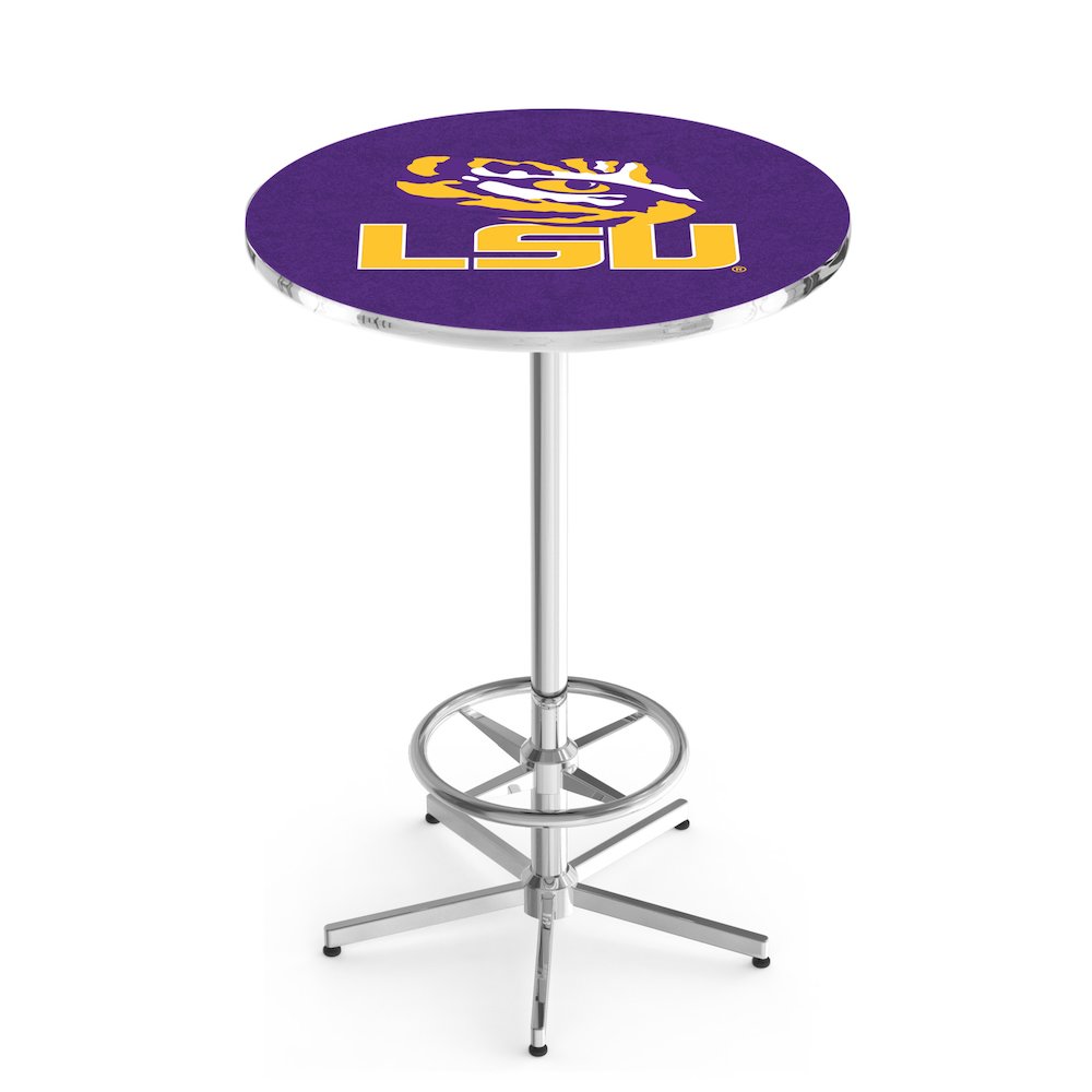 L216 Louisiana State University 42" Tall - 36" Top Pub Table with Chrome Finish. Picture 1