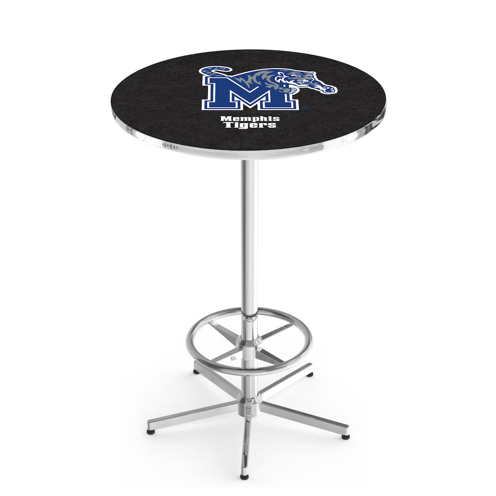 L216 University of Memphis 42' Tall - 36' Top Pub Table w/ Chrome Finish. Picture 1