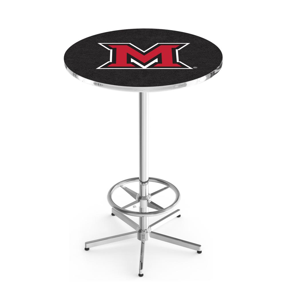 L216 Miami University (OH) 42' Tall - 36' Top Pub Table w/ Chrome Finish. Picture 1