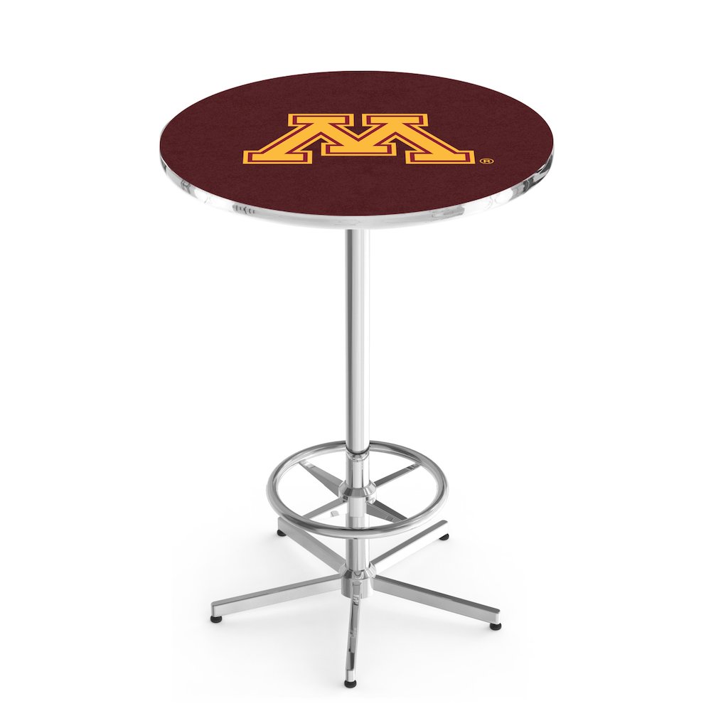 L216 University of Minnesota 42" Tall - 36" Top Pub Table with Chrome Finish. Picture 1