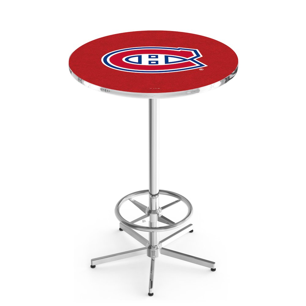 L216 Montreal Canadiens 42' Tall - 36' Top Pub Table w/ Chrome Finish (6384). Picture 1