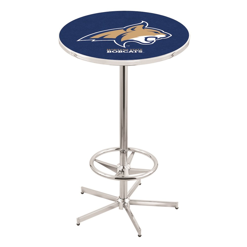 L216 Montana State University 42' Tall - 36' Top Pub Table w/ Chrome Finish. Picture 1