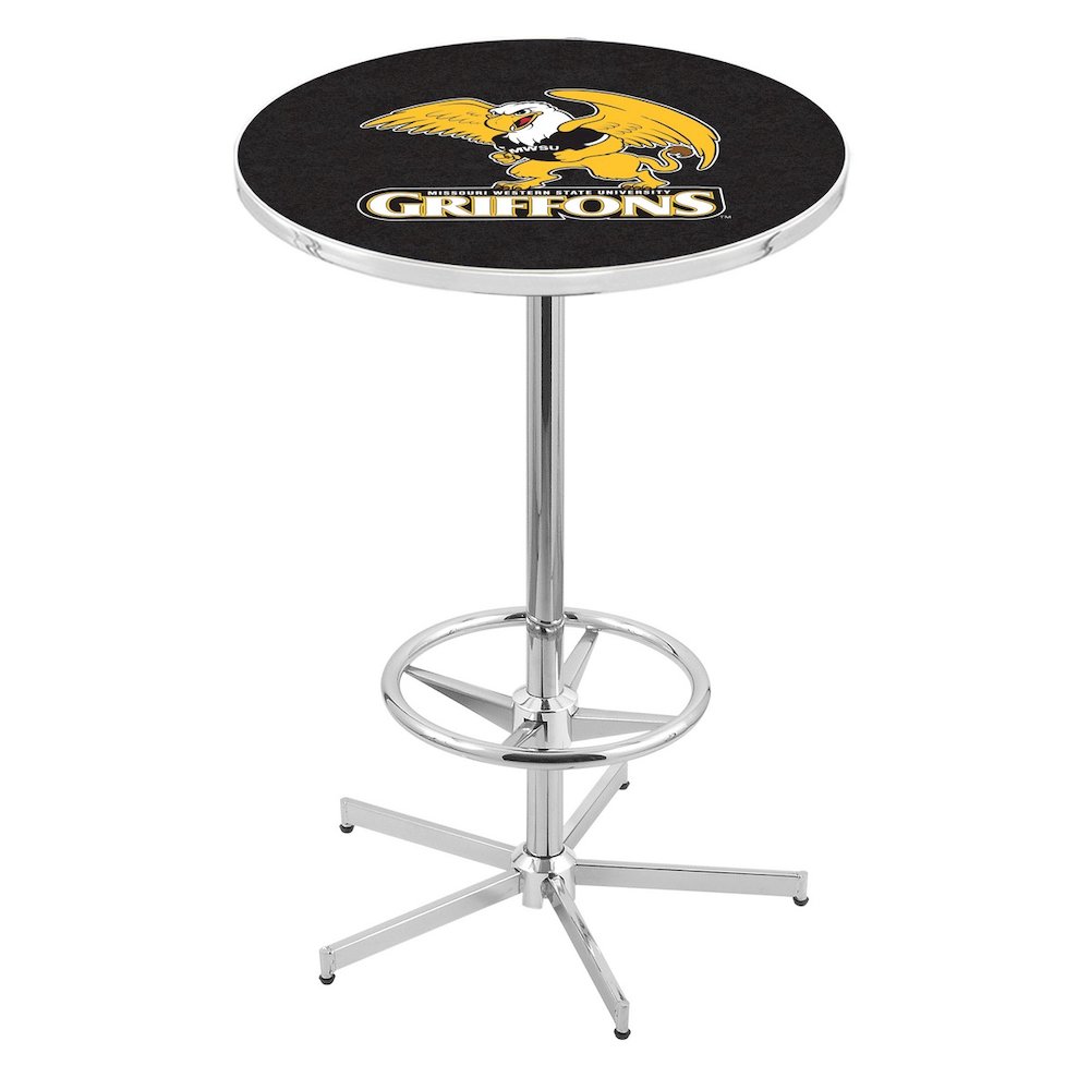 L216 Missouri Western State University 42' Tall - 36' Top Pub Table w/ Chrome Finish. Picture 1