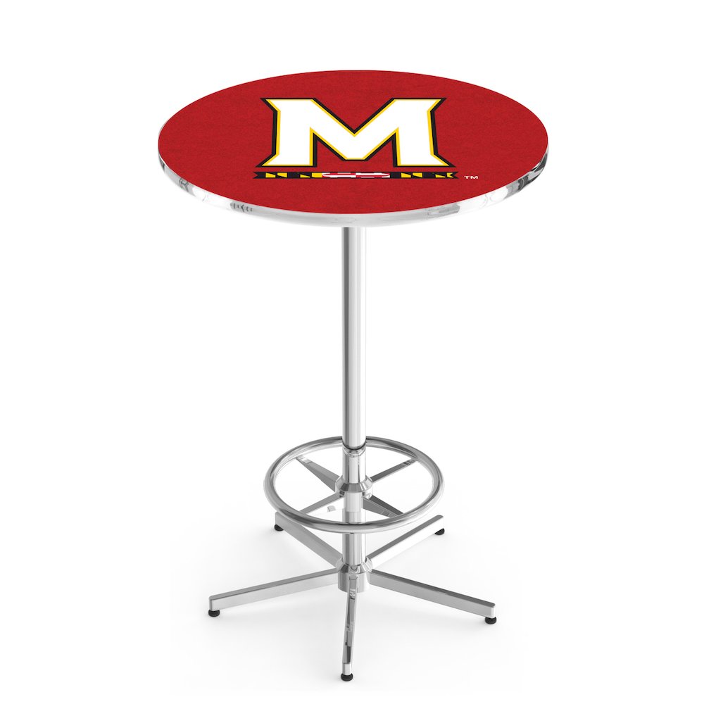L216 University of Maryland 42" Tall - 36" Top Pub Table with Chrome Finish. Picture 1
