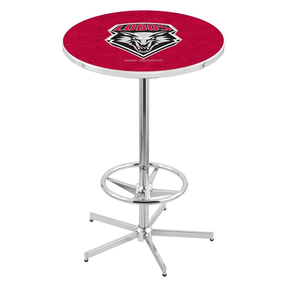 L216 University of New Mexico 42" Tall - 36" Top Pub Table with Chrome Finish. Picture 1