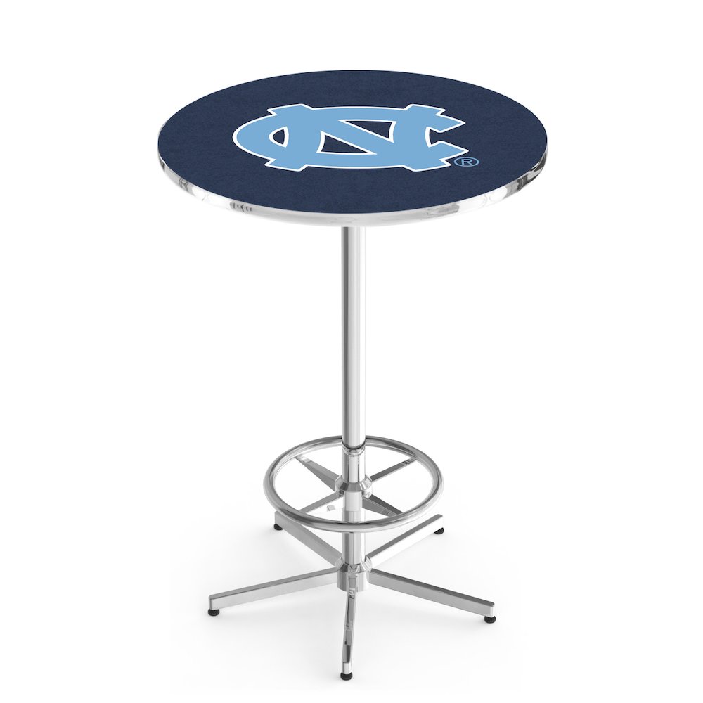 L216 University of North Carolina 42' Tall - 36' Top Pub Table w/ Chrome Finish. Picture 1