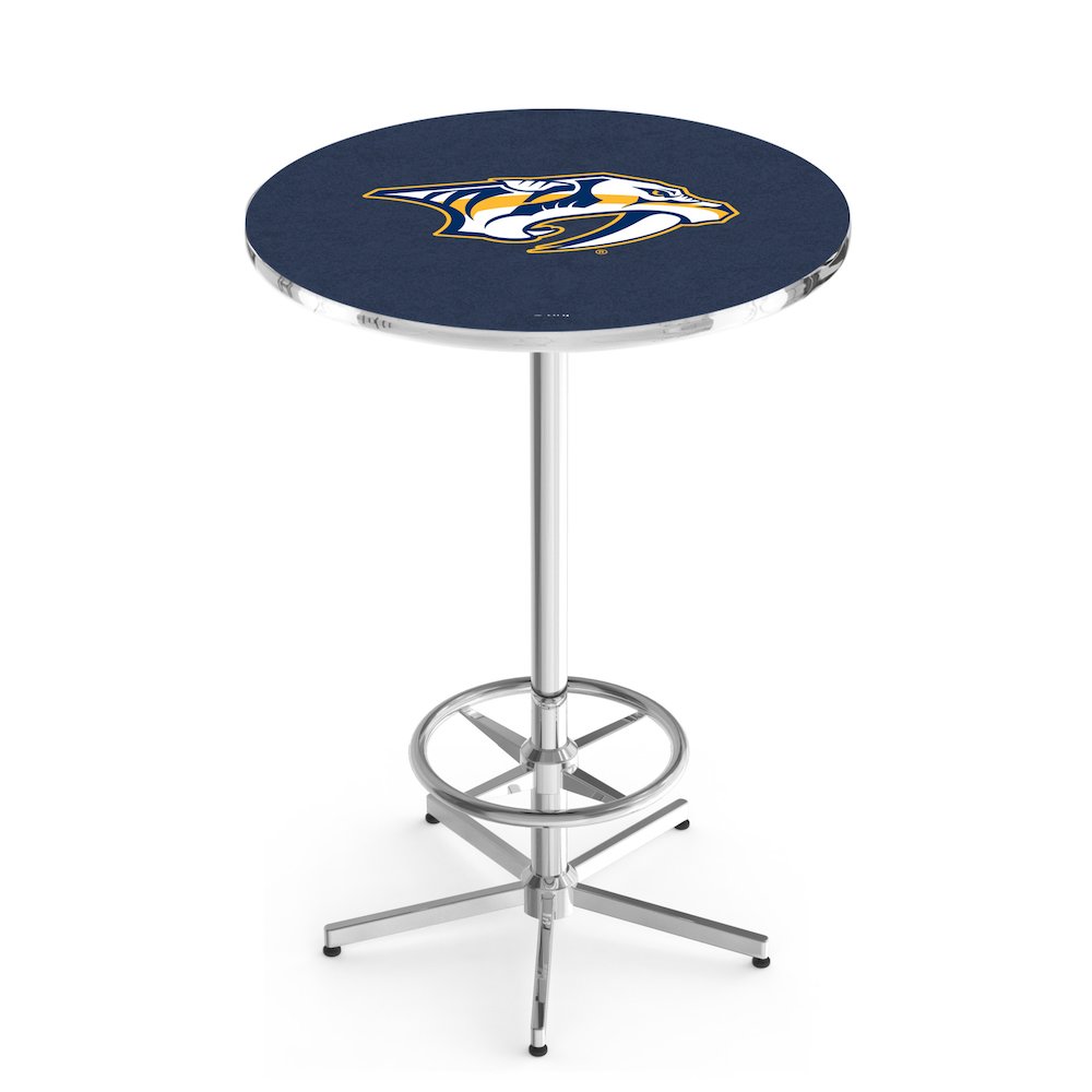 L216 Nashville Predators 42' Tall - 36' Top Pub Table w/ Chrome Finish (6629). Picture 1