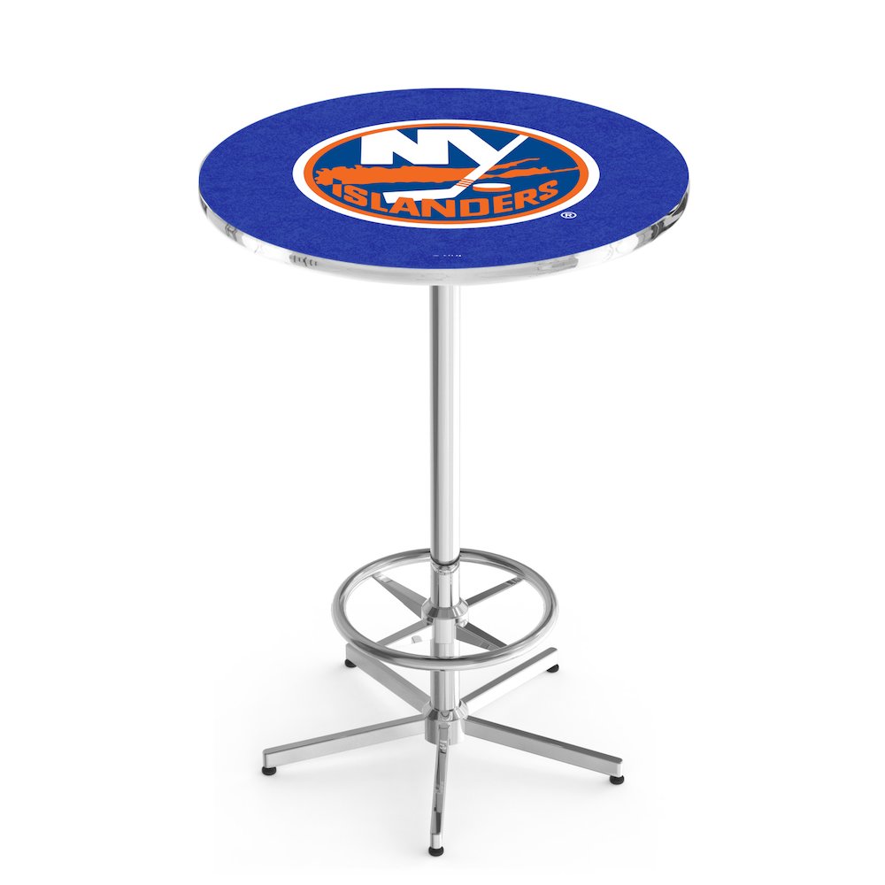 L216 New York Islanders 42" Tall - 36" Top Pub Table with Chrome Finish (6643). Picture 1