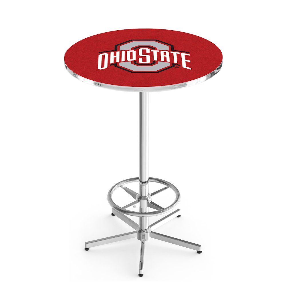 L216 Ohio State University 42' Tall - 36' Top Pub Table w/ Chrome Finish. Picture 1