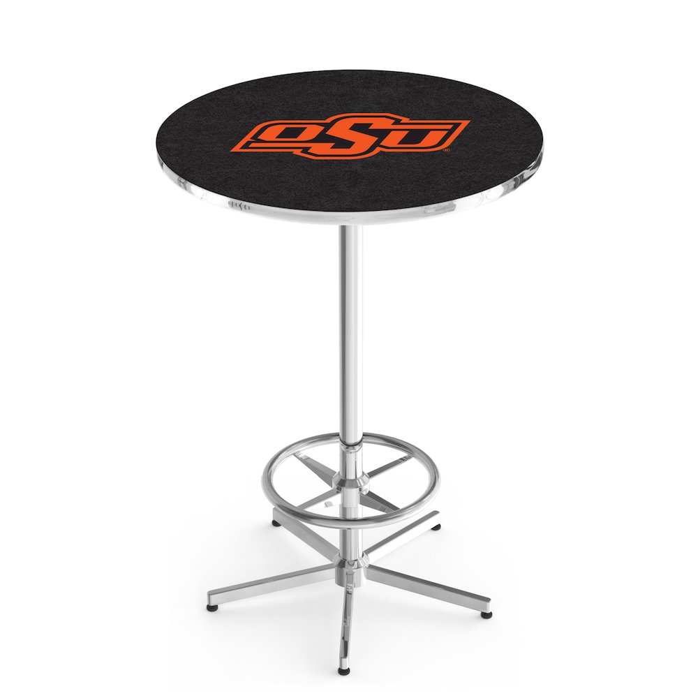 L216 Oklahoma State University 42' Tall - 36' Top Pub Table w/ Chrome Finish. Picture 1