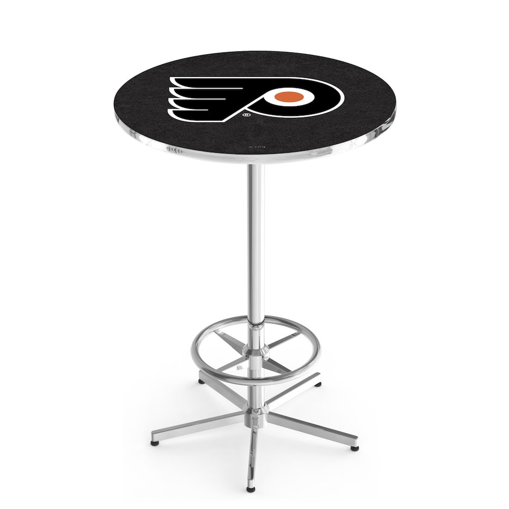L216 Philadelphia Flyers (Orange Background) 42' Tall - 36' Top Pub Table w/ Chrome Finish (6735). Picture 1