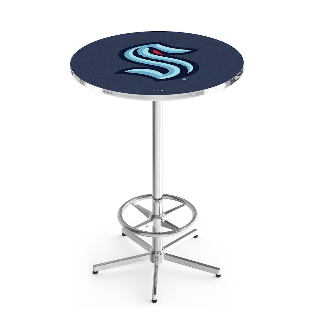 L216 Seattle Kraken 42' Tall - 36' Top Pub Table w/ Chrome Finish (993). Picture 1