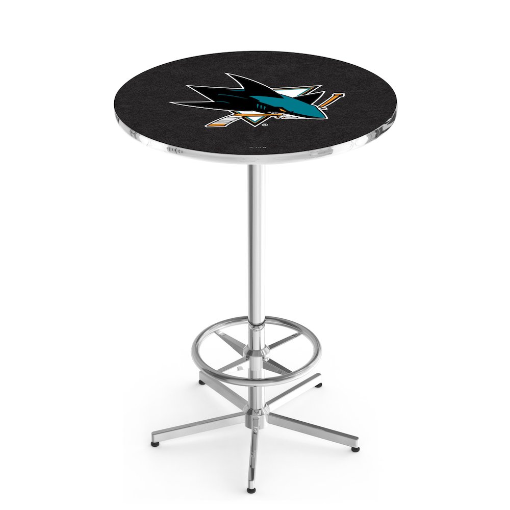 L216 San Jose Sharks 42" Tall - 36" Top Pub Table with Chrome Finish (6803). Picture 1