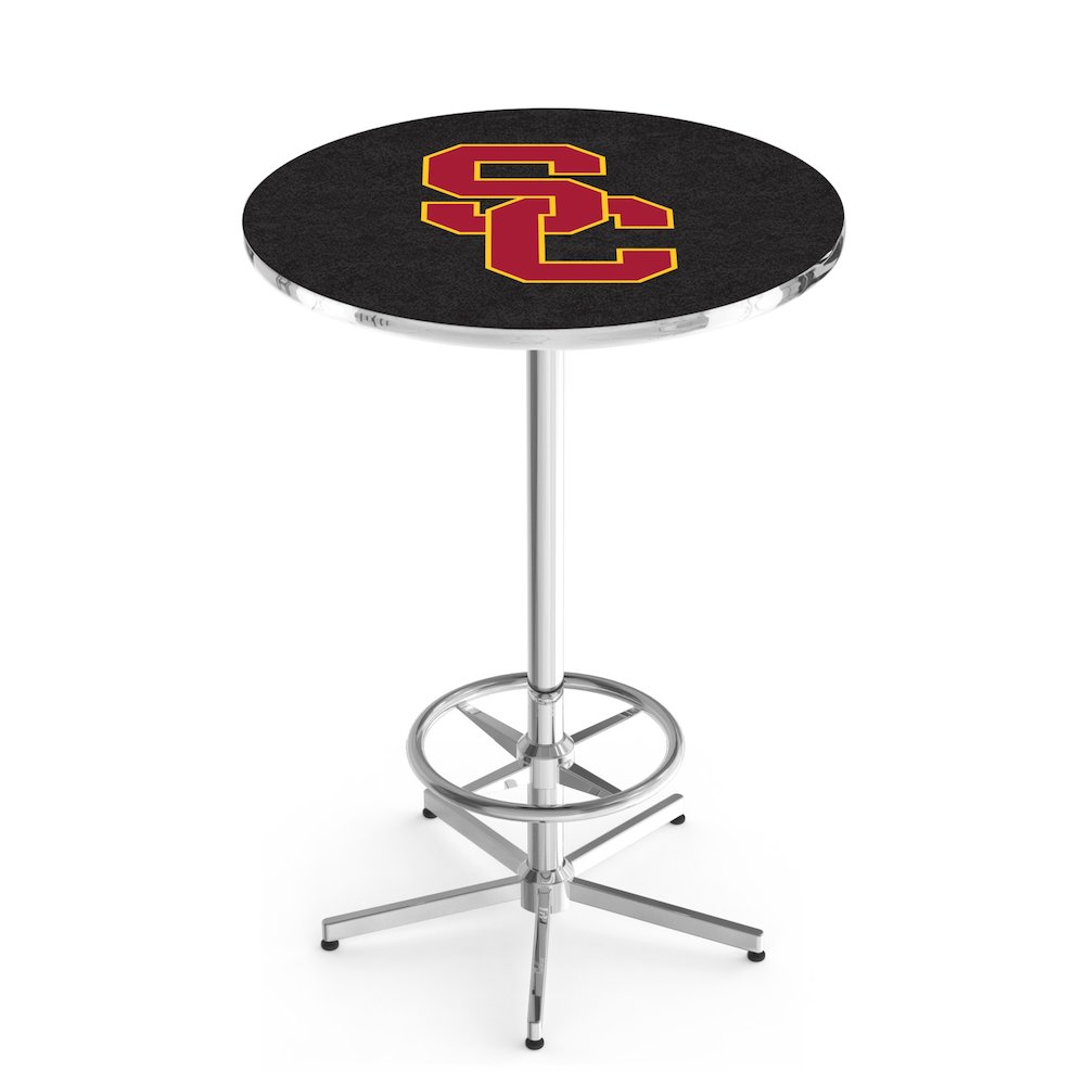L216 University of Southern California 42" Tall - 36" Top Pub Table with Chrome Finish. Picture 1