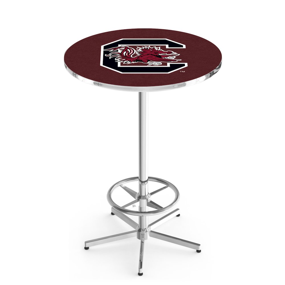 L216 University of South Carolina 42' Tall - 36' Top Pub Table w/ Chrome Finish. Picture 1