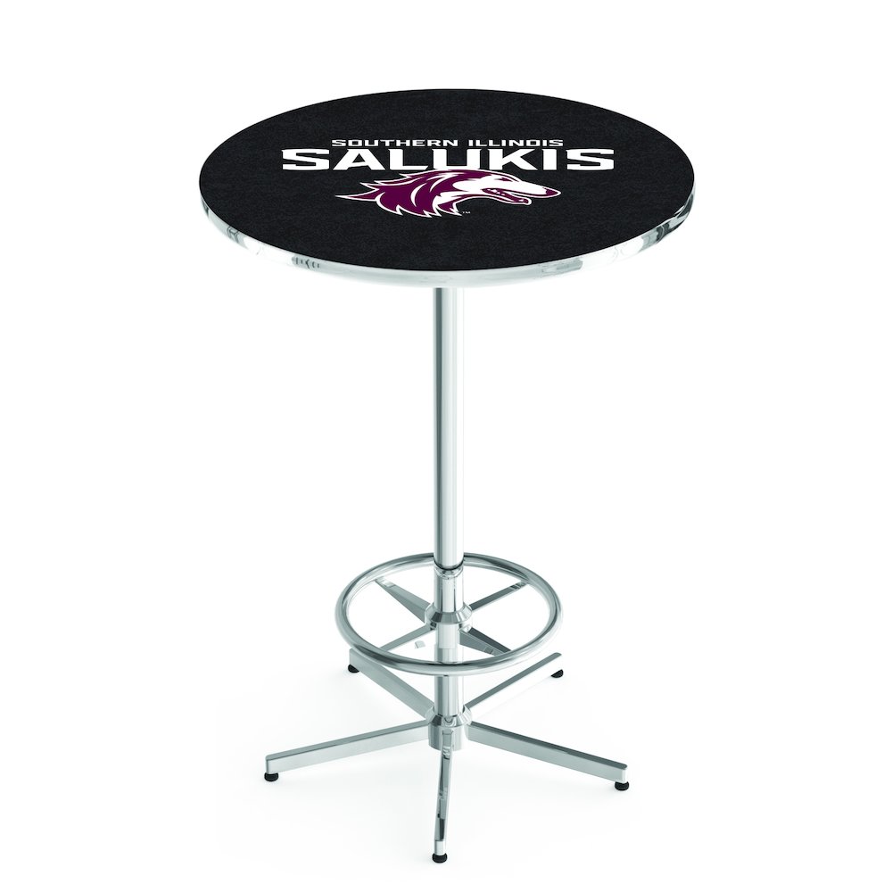 L216 Southern Illinois University 42' Tall - 36' Top Pub Table w/ Chrome Finish. Picture 1