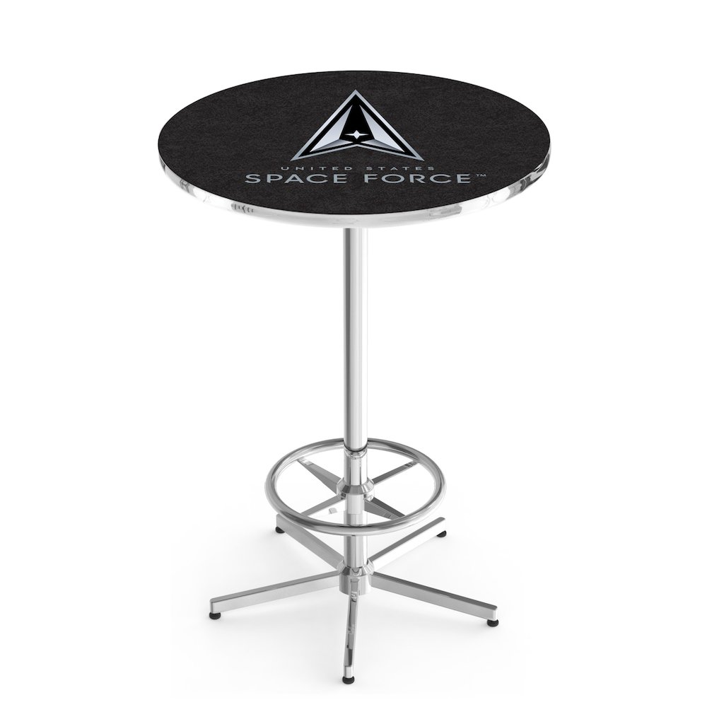 United States Space Force 42" Tall - 36" Top Pub Table with Chrome Finish. Picture 1