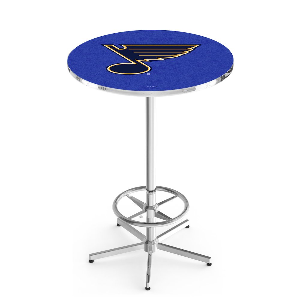 L216 St Louis Blues 42' Tall - 36' Top Pub Table w/ Chrome Finish (6865). Picture 1