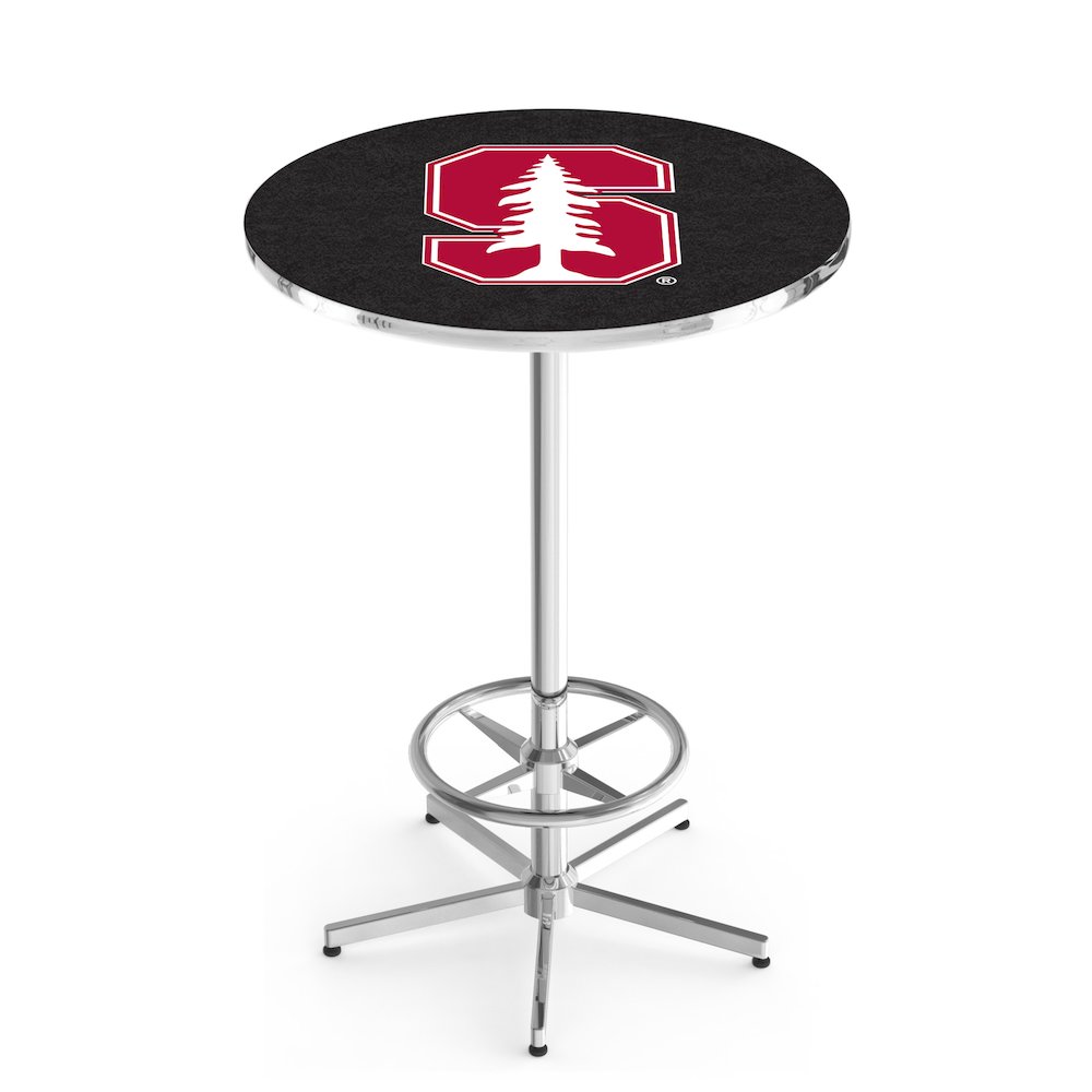 L216 Stanford University 42' Tall - 36' Top Pub Table w/ Chrome Finish. Picture 1