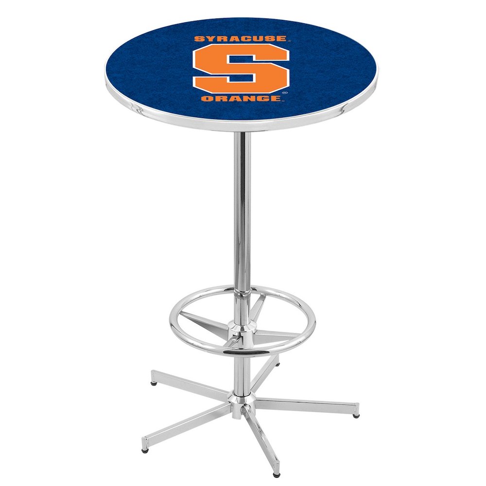 L216 Syracuse University 42" Tall - 36" Top Pub Table with Chrome Finish. Picture 1