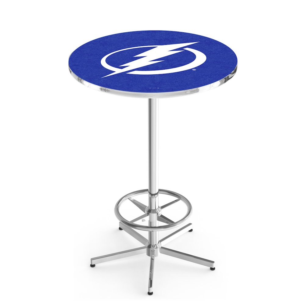 L216 Tampa Bay Lightning 42" Tall - 36" Top Pub Table with Chrome Finish (6896). Picture 1