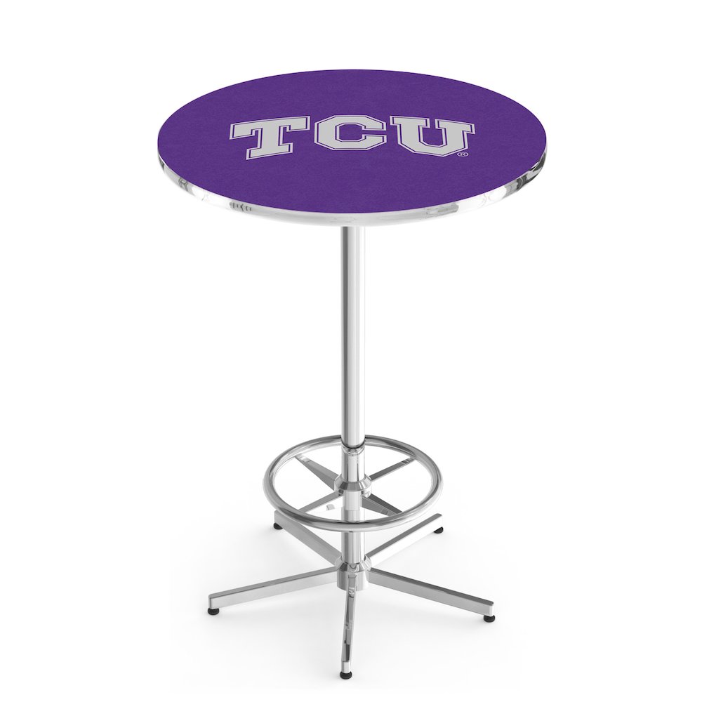 L216 Texas Christian University 42' Tall - 36' Top Pub Table w/ Chrome Finish. Picture 1