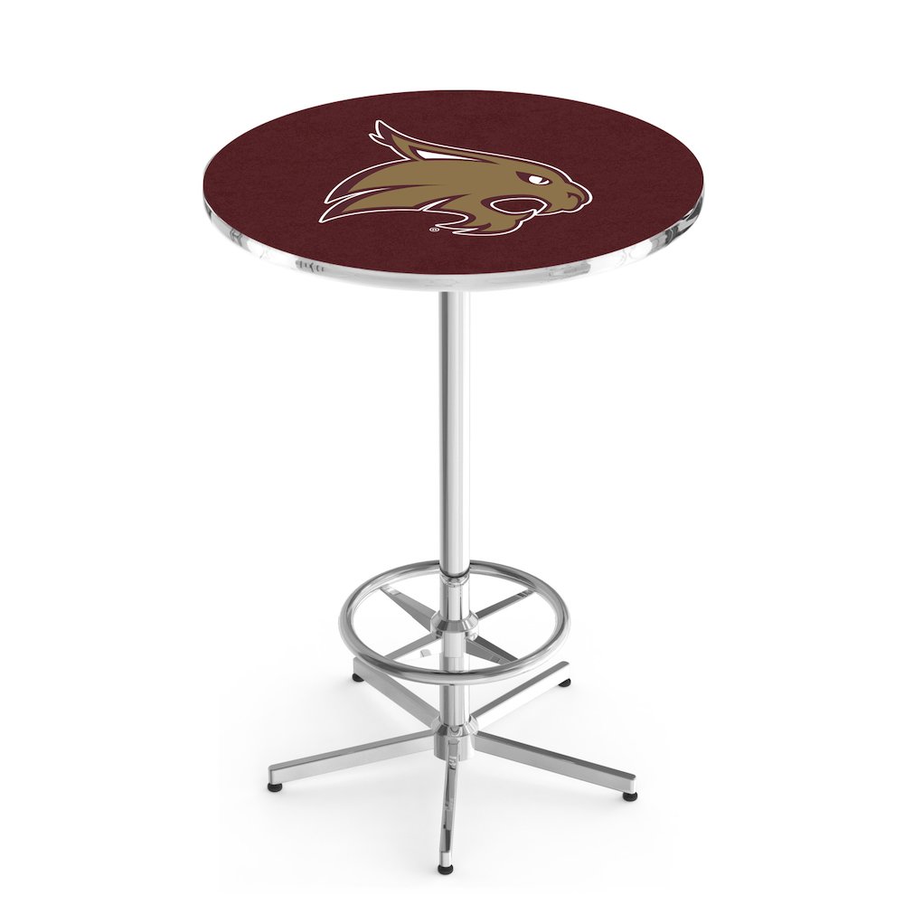 L216 Texas State University 42" Tall - 36" Top Pub Table with Chrome Finish. Picture 1