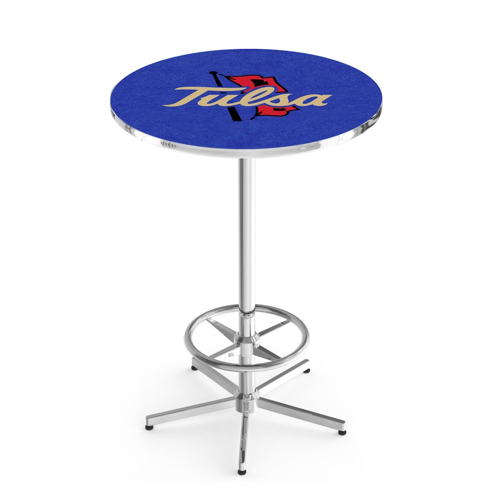 L216 University of Tulsa 42' Tall - 36' Top Pub Table w/ Chrome Finish. Picture 1