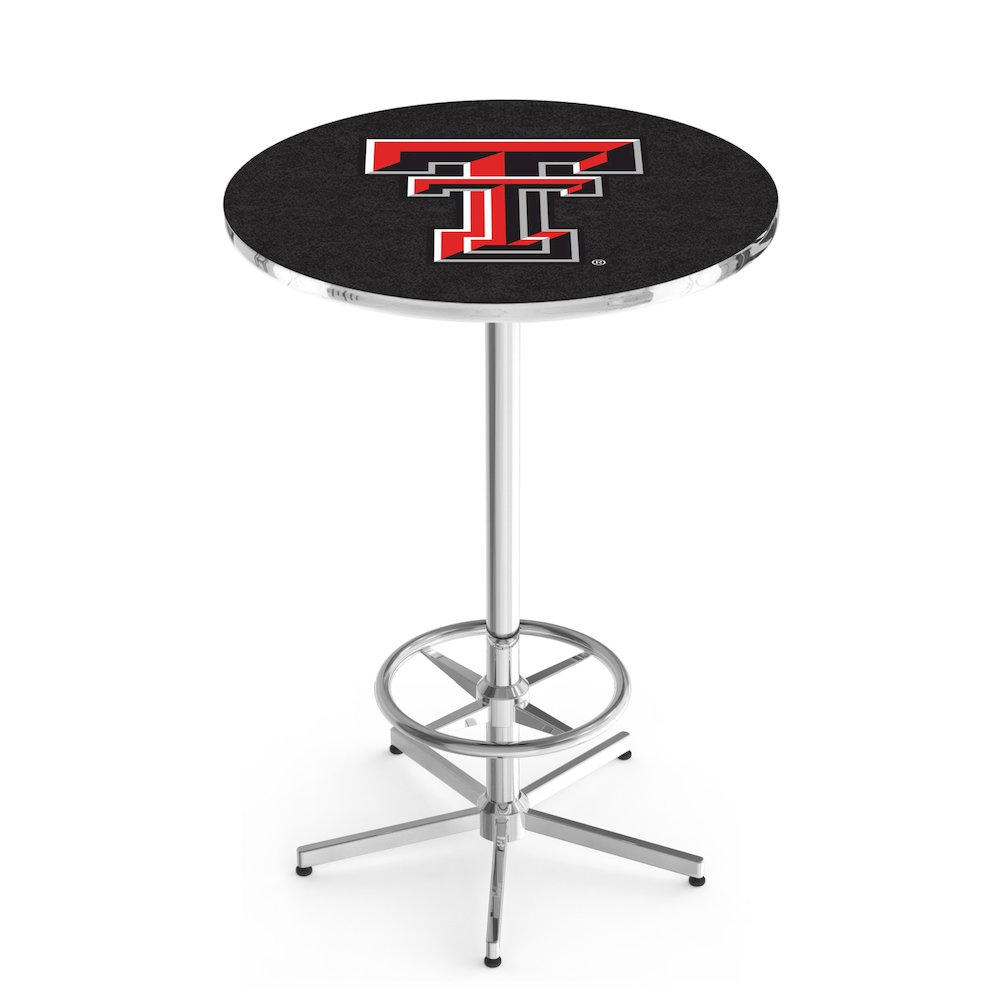 L216 Texas Tech University 42" Tall - 36" Top Pub Table with Chrome Finish. Picture 1