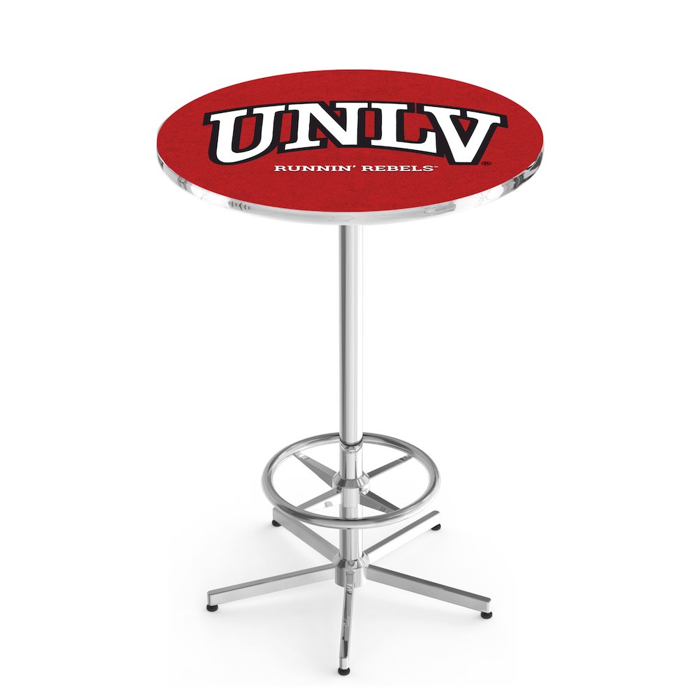 L216 University of Nevada Las Vegas 42' Tall - 36' Top Pub Table w/ Chrome Finish. Picture 1