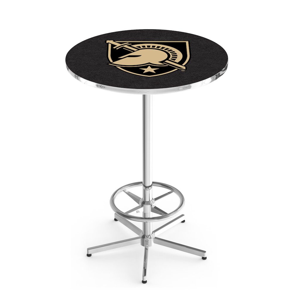 L216 US Military Academy 42' Tall - 36' Top Pub Table w/ Chrome Finish. Picture 1