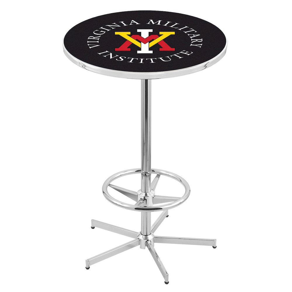 L216 Virginia Military Institute 42" Tall - 36" Top Pub Table with Chrome Finish. Picture 1
