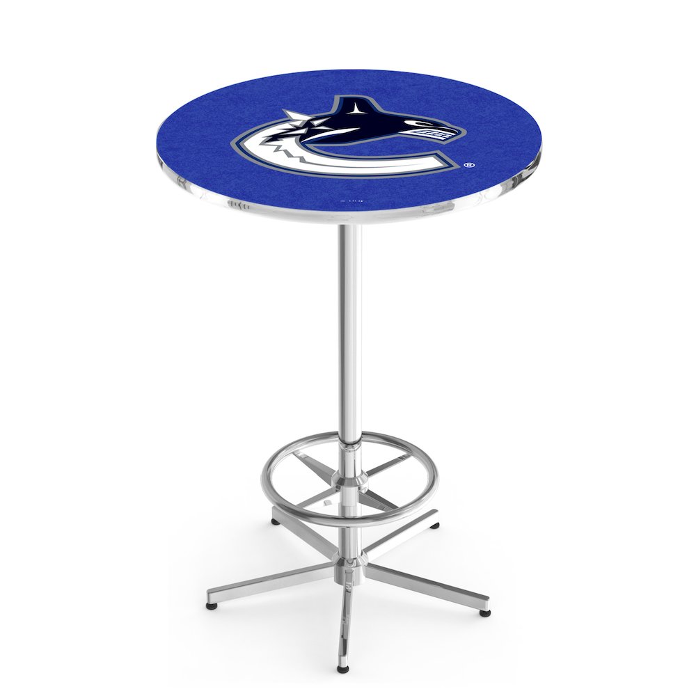 L216 Vancouver Canucks 42" Tall - 36" Top Pub Table with Chrome Finish (7077). Picture 1
