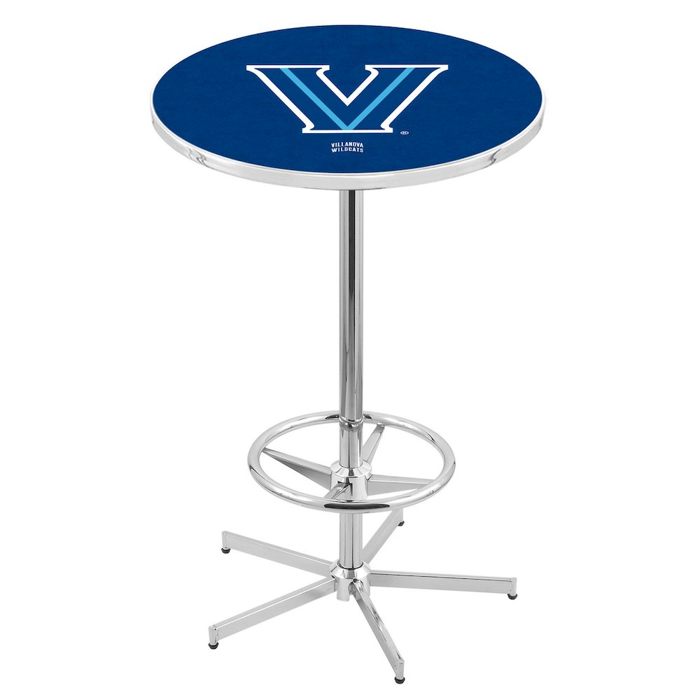 L216 Villanova University 42" Tall - 36" Top Pub Table with Chrome Finish. Picture 1