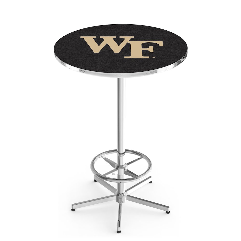 L216 Wake Forest University 42" Tall - 36" Top Pub Table with Chrome Finish. Picture 1
