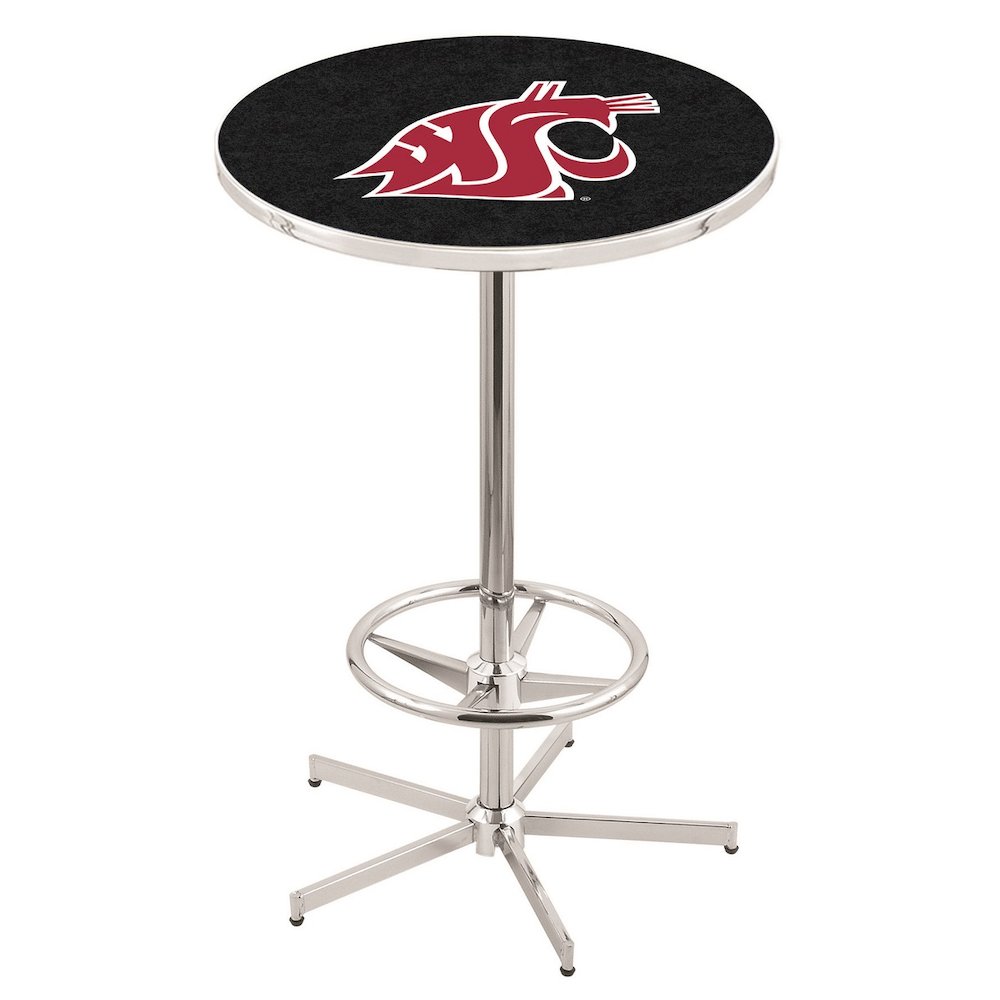 L216 Washington State University 42' Tall - 36' Top Pub Table w/ Chrome Finish. Picture 1