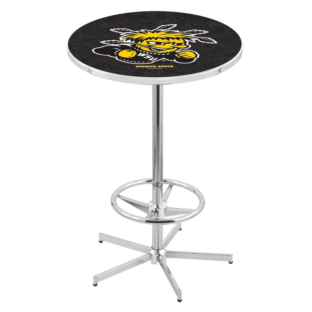 L216 Wichita State University 42' Tall - 36' Top Pub Table w/ Chrome Finish. Picture 1